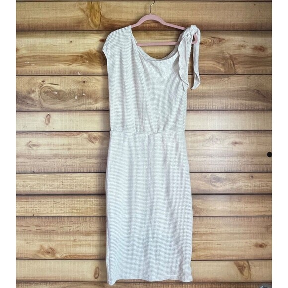 Cupshe Dress Large Knit Off‎ Shoulder Midi Beach Dress Coverup Cream Ivory - Picture 1 of 9